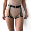 PU Lingerie Goth Punk Waist Belt Bondage Sexy Leather Harness Erotic Pastel Goth Crop Top Body Harness