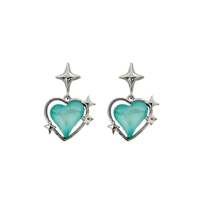 H283907de50834cd3830750cd86d95451y.webp New Korean Style Sweet Cute Heart Love Star Cross Stud Earrings Alloy Diamond 90s Y2K Goth Party Women's Fashion Charm Gift