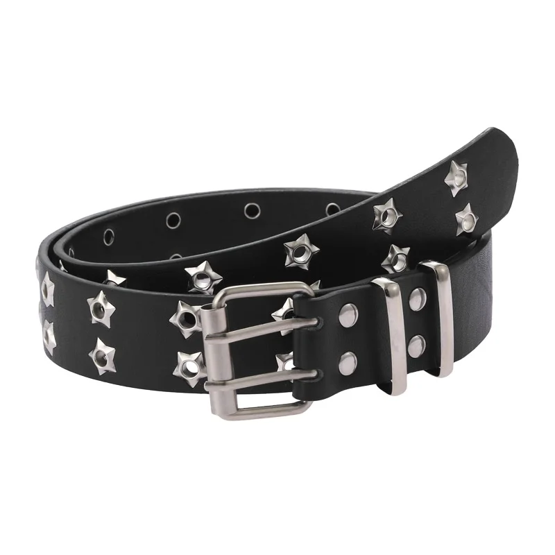 Casual Goth Punk Rock Belt Waist Belts Star Gas Eyes Decorate Double Rows for Women Girls