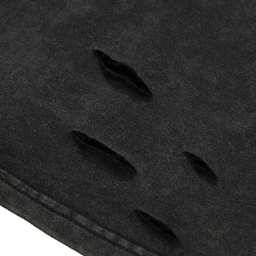 Black Goth Ripped Holes Retro Unisex Oversize Thin Sweatshirts T Shirt Women Men Hoodies Y2k Grunge Clothes Cotton Harajuku Tops - Image 5