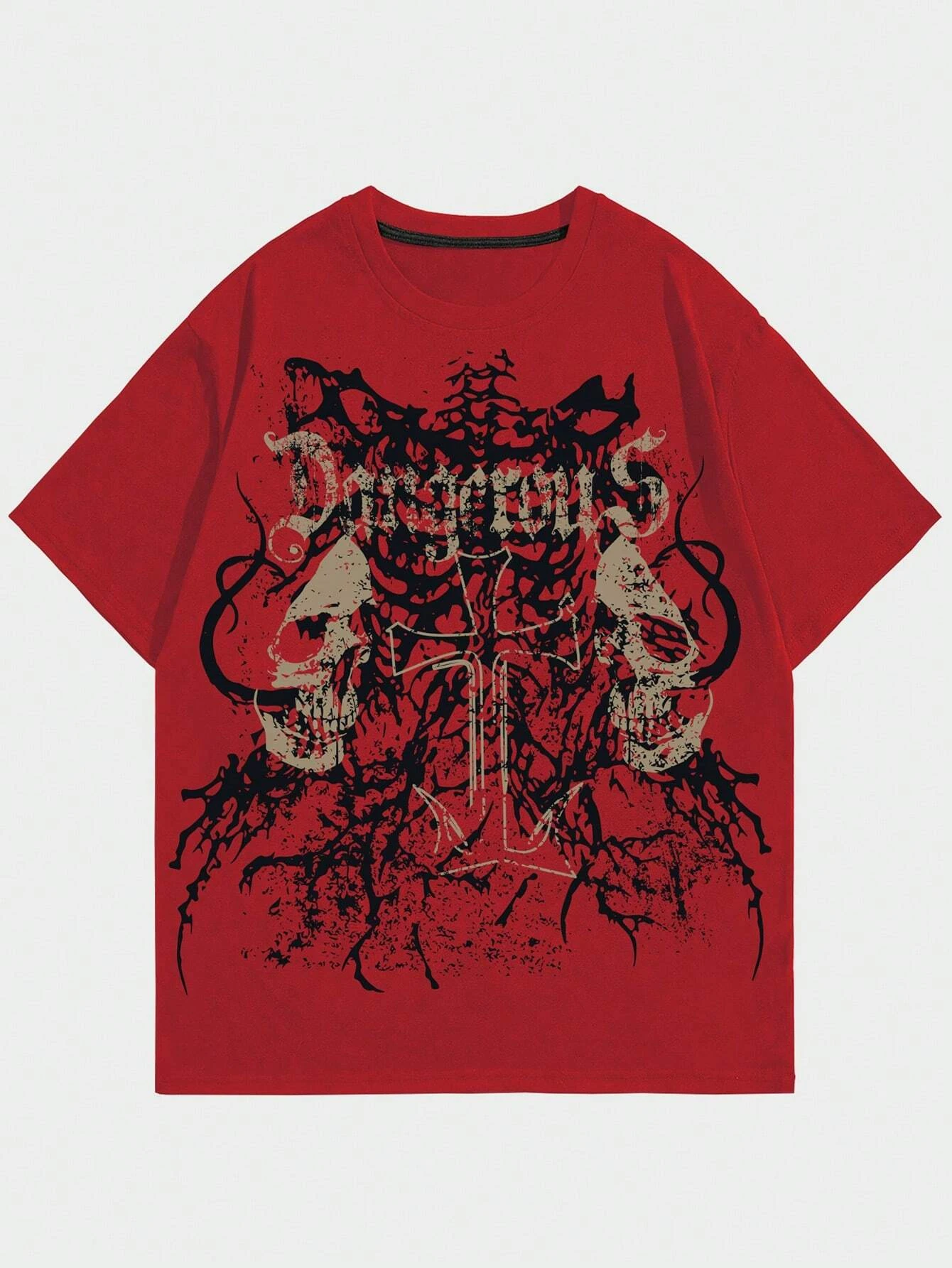 Grunge Punk Skull Printed Women Men Unisex Cotton T-shirt Luxury Brand Fashion Big Size Top Casual Short Sleeve Classic Tee 4xl - Image 6
