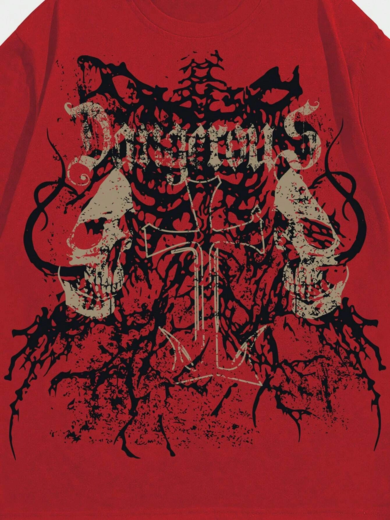 Grunge Punk Skull Printed Women Men Unisex Cotton T-shirt Luxury Brand Fashion Big Size Top Casual Short Sleeve Classic Tee 4xl - Image 5