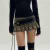 Punk Low Rise Y2k Mini Pleated Skirt With PU Belt Autumn Hot Sexy Super Short Skirt Vintage Grunge 2000s Womens Outfits
