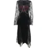 Gothic Women Evening Dresses Grunge Aesthetic Dark Wind Dress Lace Splice Sexy Split Alt Outfits