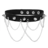 Wholesale Punk Goth Metal Chain PU Leather Choker Collar Necklace for Women Girl Sexy Cosplay Jewelry Necklace