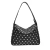 Women Ladies Punk Rivet Purse Satchel PU Leather Shoulder Crossbody Top-handle Bag Tote Handbag Black