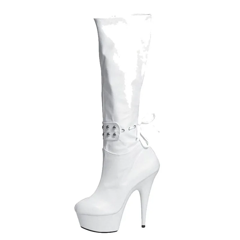 6 Inch Women's Thigh High 15Cm Platform Heels Gothic Stage Show Gothic Shoes Fetish Lace Vestidos Autumn Zip Sexy Stripper Pole