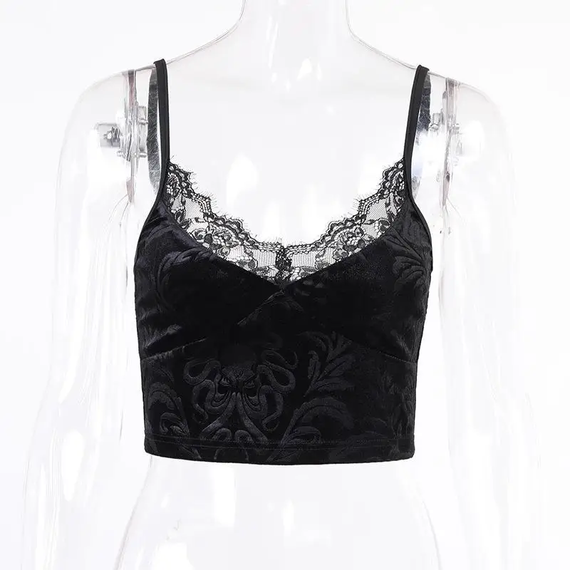Gothic Women Crop Top Printed Black Corset Tops Sexy Aesthetic Grunge Fairy Camisole Y2K Clothes - Image 5