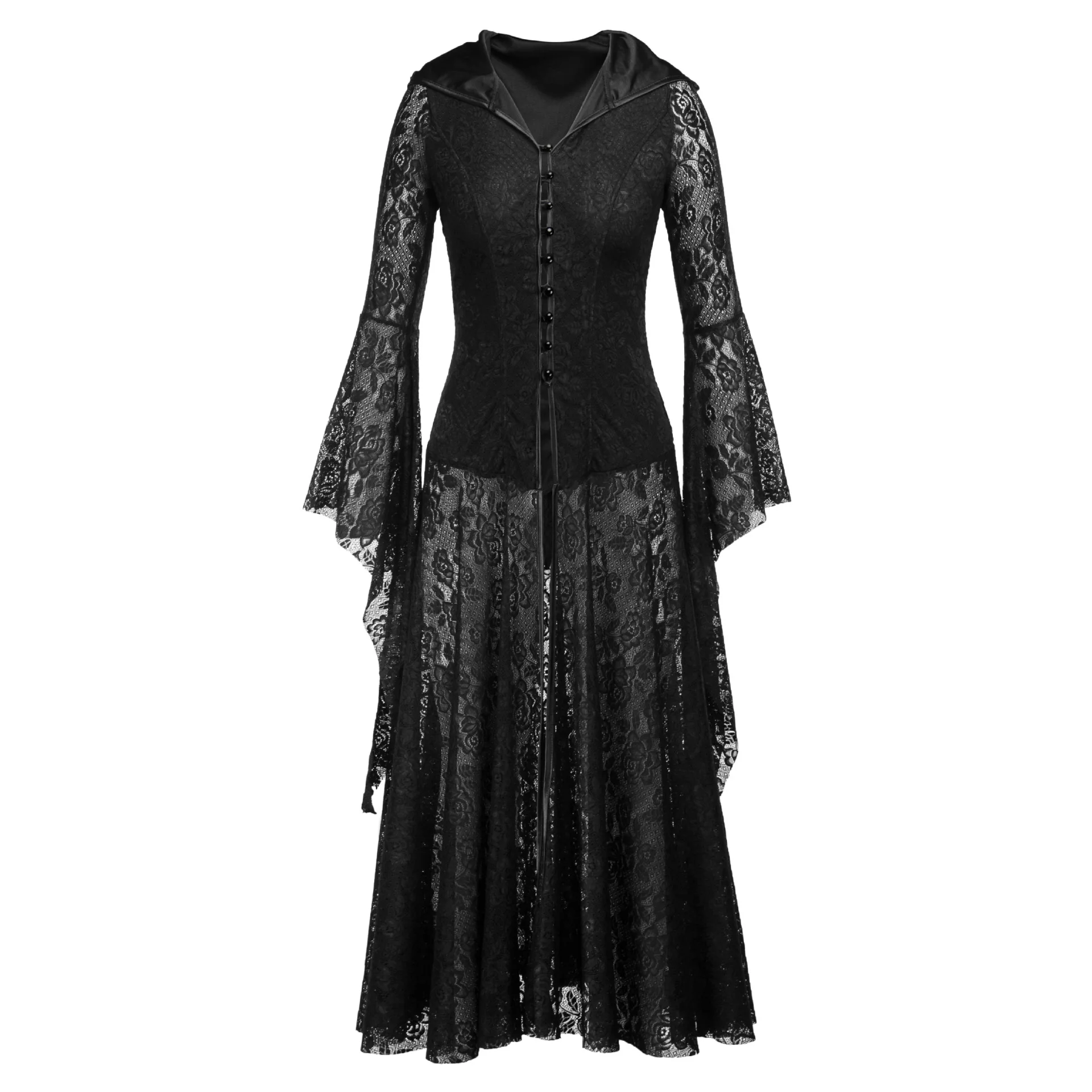 Lace Medieval Dress Costume Vintage Women Lolita Long Robe Dress Renaissance Viking Gothic Fantasy Ball Gown