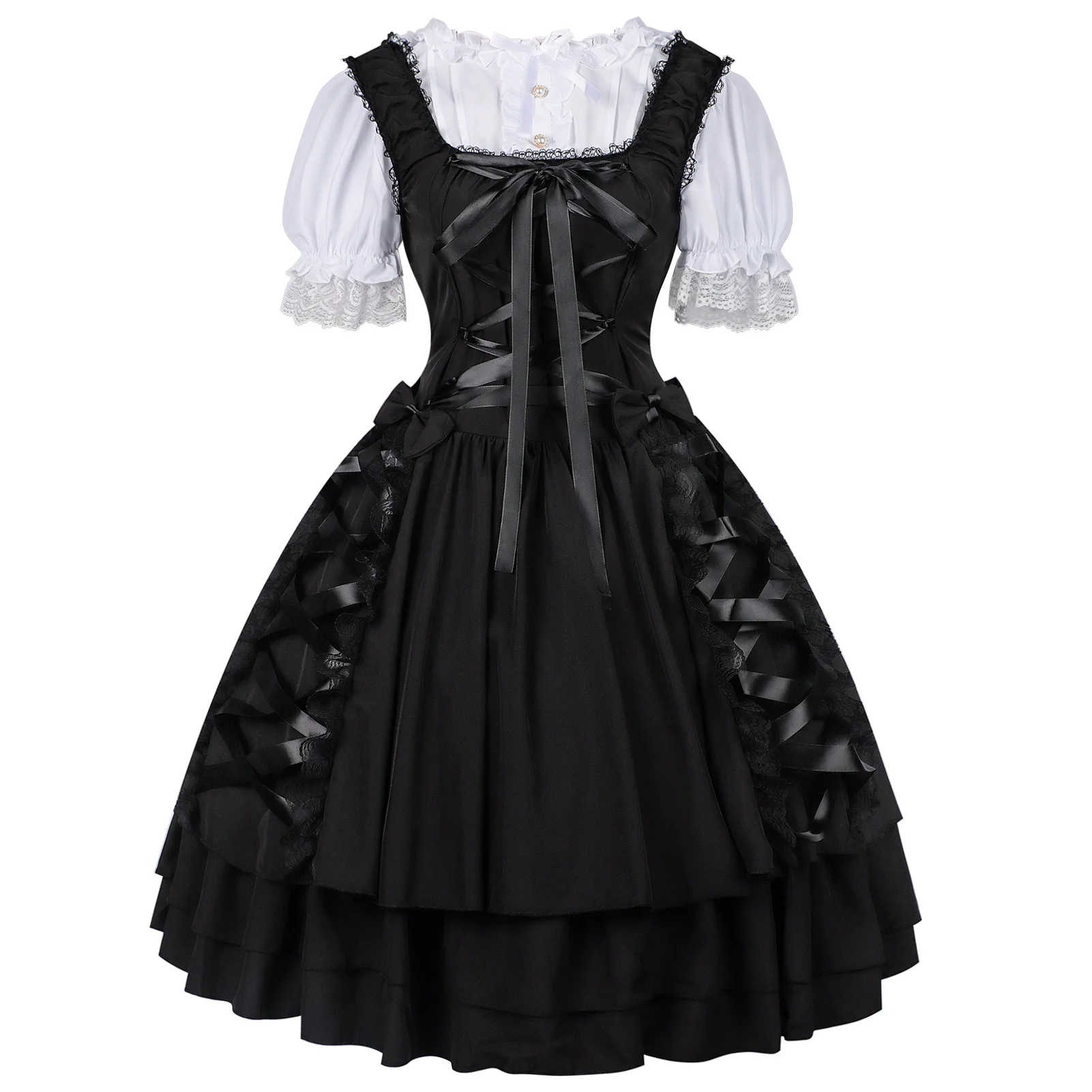 Costume Party Gothic Dress Japanese Victorian Lolita Vintage Lace Princess Holiday Dresses Women Dark Spaghetti Strap Robe Femme
