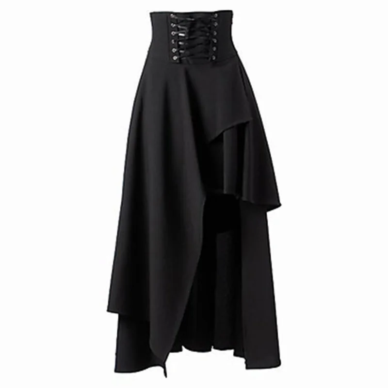 NEW TREND Womens Steampunk Gothic Black Long Skirt