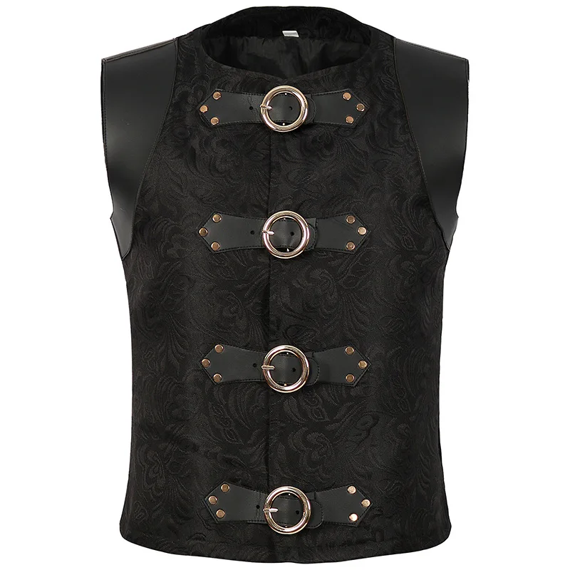 Jacket Gothic Mens Victorian Suit Vest Steampunk Gothic Waistcoat Mens Casual Vest Stage Performance Costume