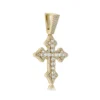 14K Gold Plated Christian Zircon Iced Cross Pendant Gothic Jesus Necklace Rope Chain Hip Hop Style Men Women's Gift