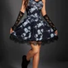 Goth Dark Fairy Grunge Tie Dye Printed Mini Dresses Retro Y2k Lace Trim Ruched Sexy A-line Dress Women Skinny Backless Partywear