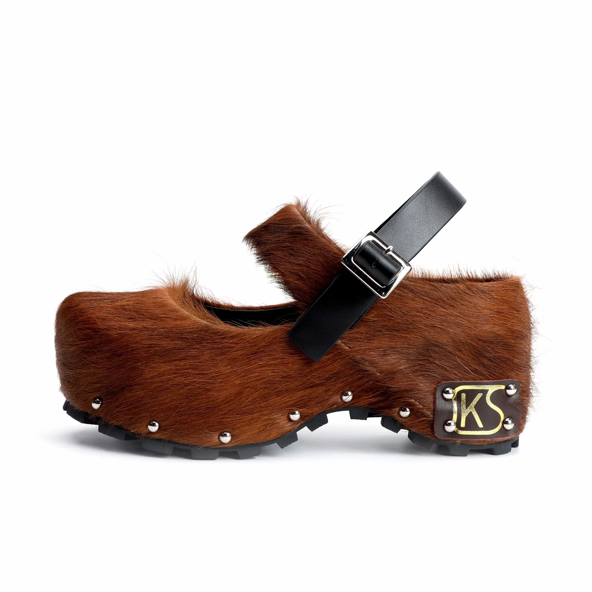 Italian Strap Women's Designer Tall Sandals Luxury Thick Bottom Color blocked Wool Lined Leather Shoes - Image 3