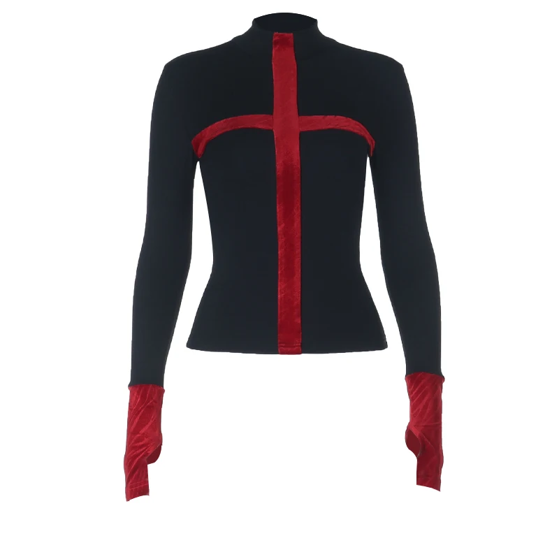 Goth Sexy Lace Mesh Flared Long Sleeve Corset Crop Tops Y2K Harajuku Vintage Aesthetic Black T-shirts Women Tops Tees Streetwear