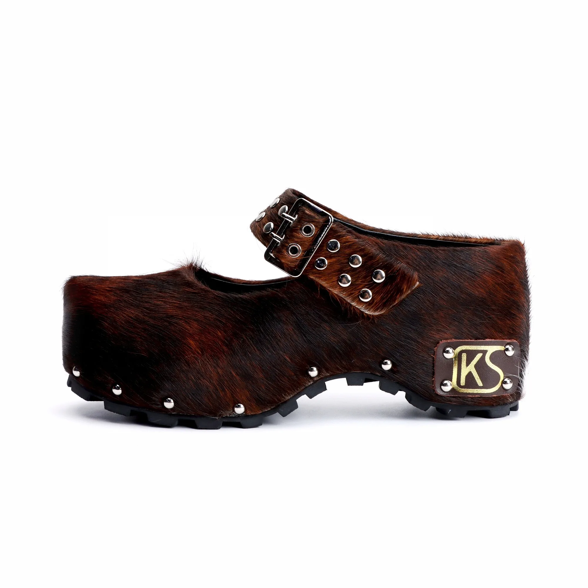 Italian Strap Women's Designer Tall Sandals Luxury Thick Bottom Color blocked Wool Lined Leather Shoes - Image 5