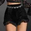 Goth Dark Mall Gothic Velvet Ruched Sexy Shorts Skirts E-girl Grunge High Waist Skinny Bottoms Women Lace Hem Autumn Alt Clothes