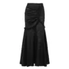 Goth Dark Elegant Fashion Party Gown High Waist Lace Stitch Mermaid Skirt Female Sexy Pleated Bodycon Skirts Gothic Streetwear